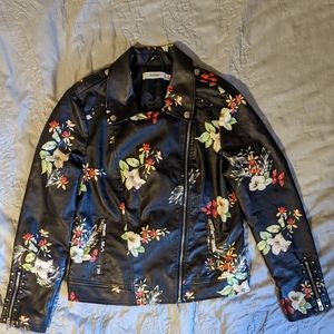 JustFab printed faux leather jacket size medium